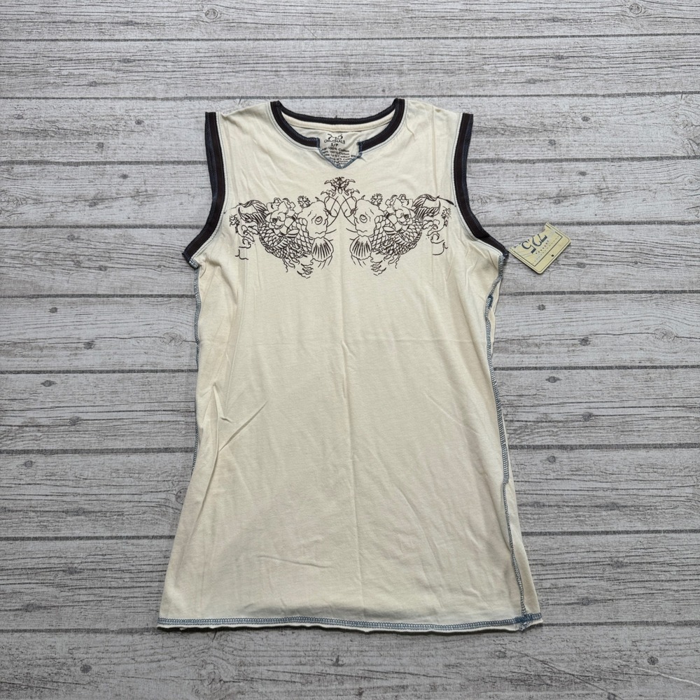 NEW 725 Originals Tank Top Womens Small Beige Sleeveless Loose Cotton Streetwear
